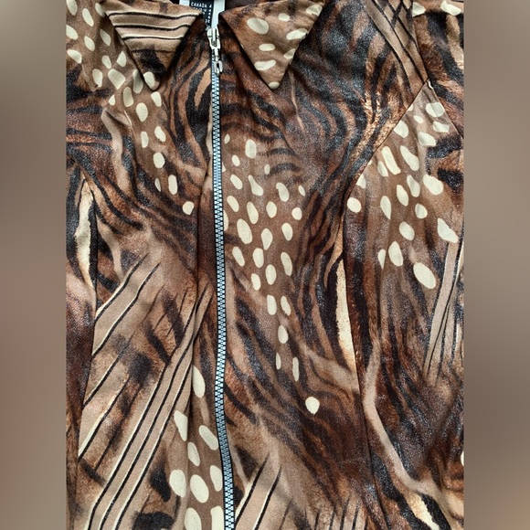 LYMAN Animal print zip fitted knit top or jacket cardigan - Picture 5 of 8